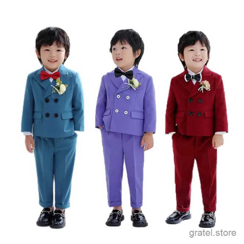 Suits Children Luxurious Purple Photograph Dress Gentleman Kids Birthday Suit Flower Boy Formal Wedding Party Performance Dance Tuxedo