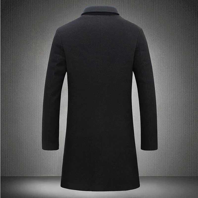 Winter Mens Trench Coats Luxury Male Mid-Long Warm Wool Jackets Casual Mens Business Comfortable Overcoat Clothing W250809