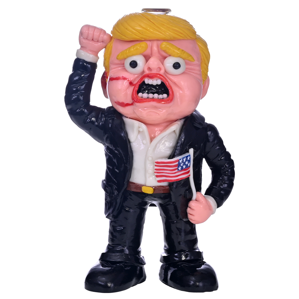7.9in,Colored Polymer Clay Glass Pipe,Handmade Kneading 3D Cute Trump Bong,US Presidential Election,Borosilicate Glass Hookah,Glass Water Pipe,Smoking