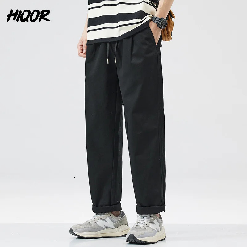 HIQOR mens cargo pants Pantalons casual straight Trouser unique pocket embroidery 98% pure cotton luggage 241115