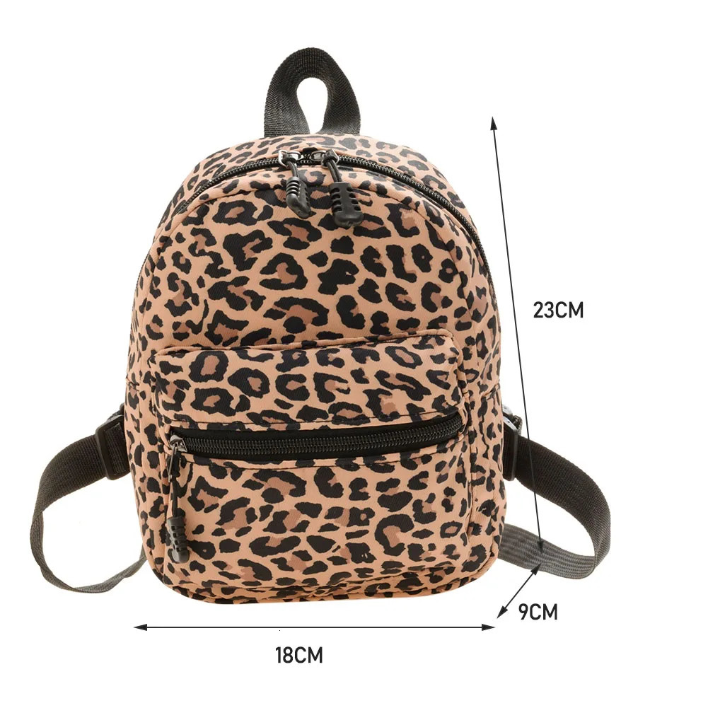 Women Zebra Leopard Cow Print Backpacks Nylon Shoulder Bag Students High School Small Book Bag Female Mini Rucksack mochila 241115