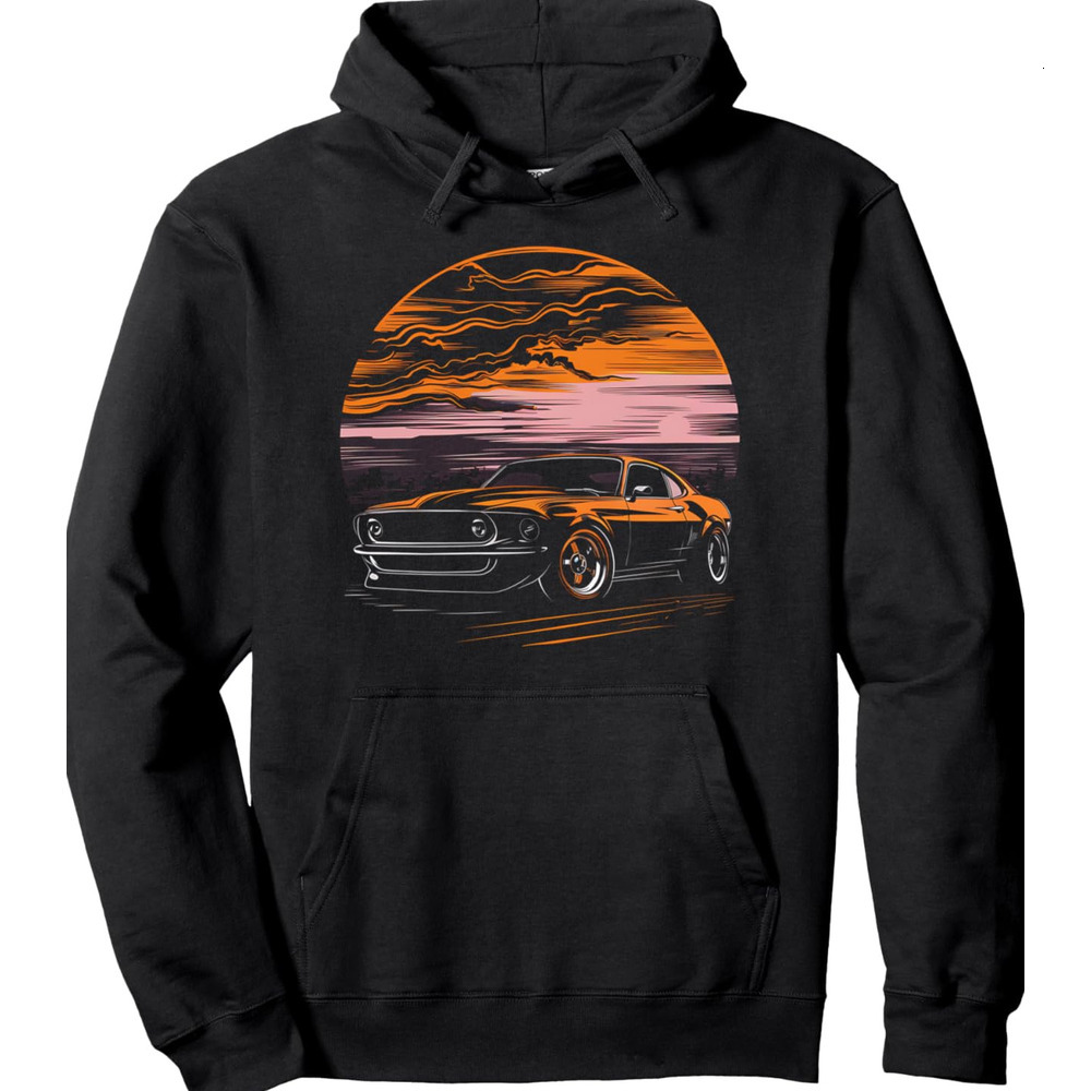 Hoodie for Mens Womens Muscle Car Sunset Cruise Fan Gift Idea Graphic Tees Pullover Hoodie Graphic Hoodies sweatshirt