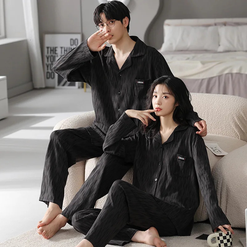 Spring Couple Japan Sleepwear Set Womens Cotton Soft Sleepwear Loose Home Clothes Fashion Sleepwear Set Sleepwear 241112