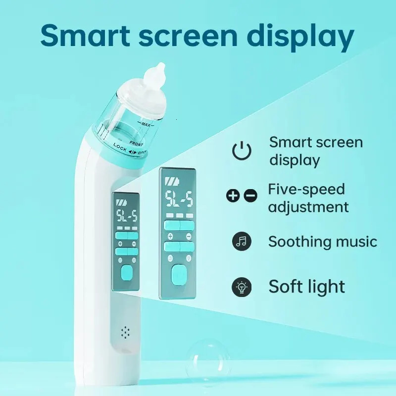 Baby Electric Nasal Absorber Nose 5 Levels Adjustable Silicone Silent Cleaner Obstruction Rhinitis Child Suction Aspirator Tool 240407