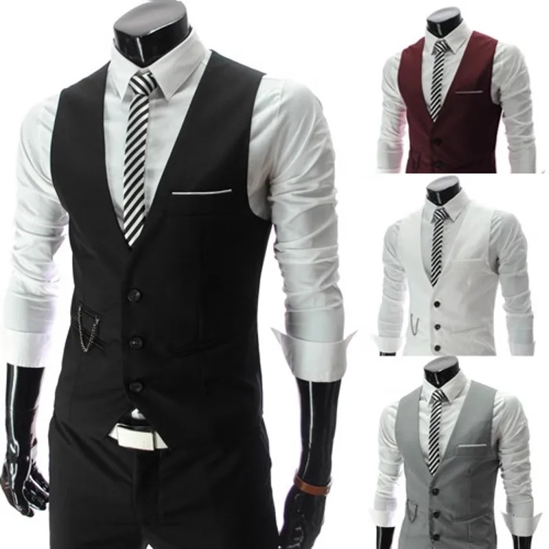 2023 Arrival Dress Vests For Men Slim Fit Mens Suit Vest Male Waistcoat Gilet Homme Casual Sleeveless Formal Business Jacket 241115