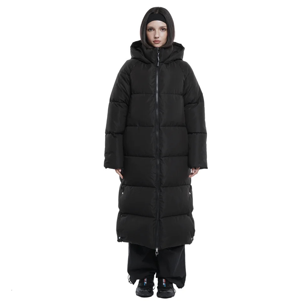 Womens Extra Long Puffer Jacket Doubleopen Zip Hooded Winter Coat Splashproof Water Repellent Windproof Stainresistant 241115