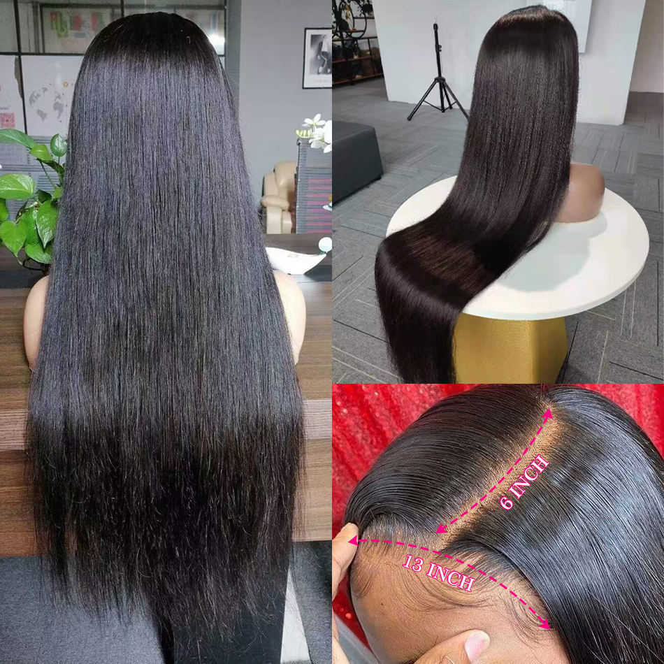 13x6 Raw Indian Hair HD Lace Frontal Wig Glueless Full Lace Front Wigs For Black Women 40 inch Indian straight human hair wig