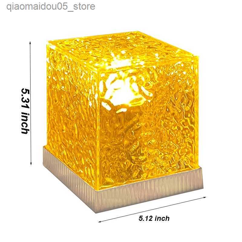 Lamps Shades Water ripple lamp cube table decoration night lamp childrens bedroom atmospheric lighting wave projector desk lamp Q240416