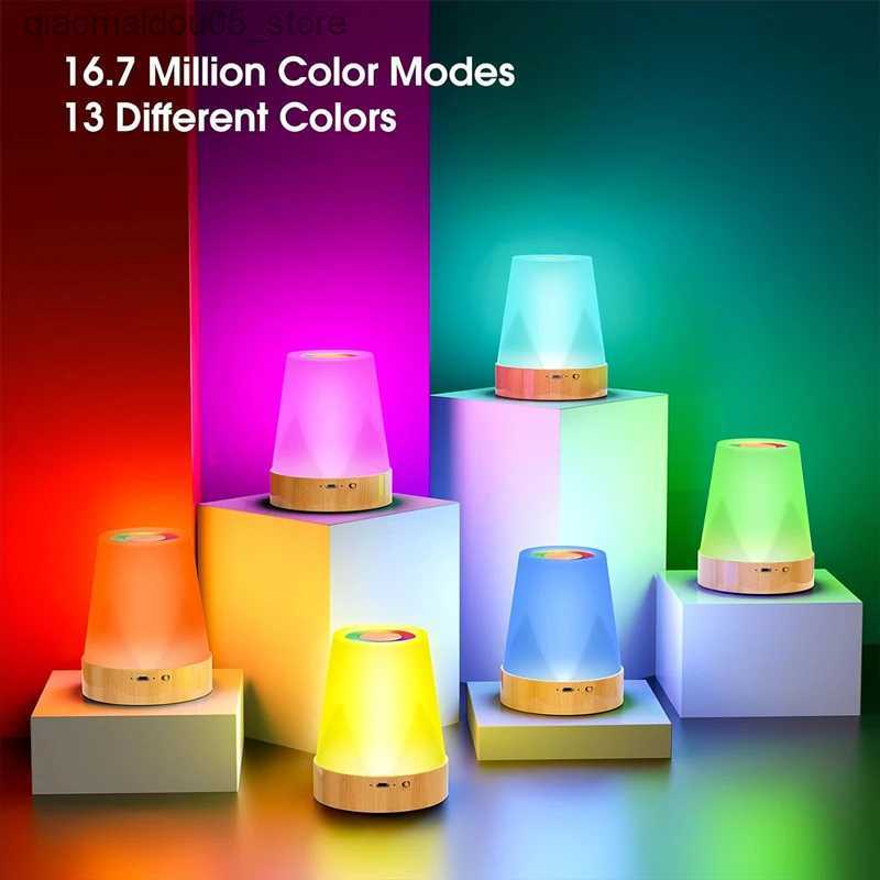 Lamps Shades LED bedside light touch dimmable 1500mAh battery 13 color desk light wireless night light room decoration items children Q240416