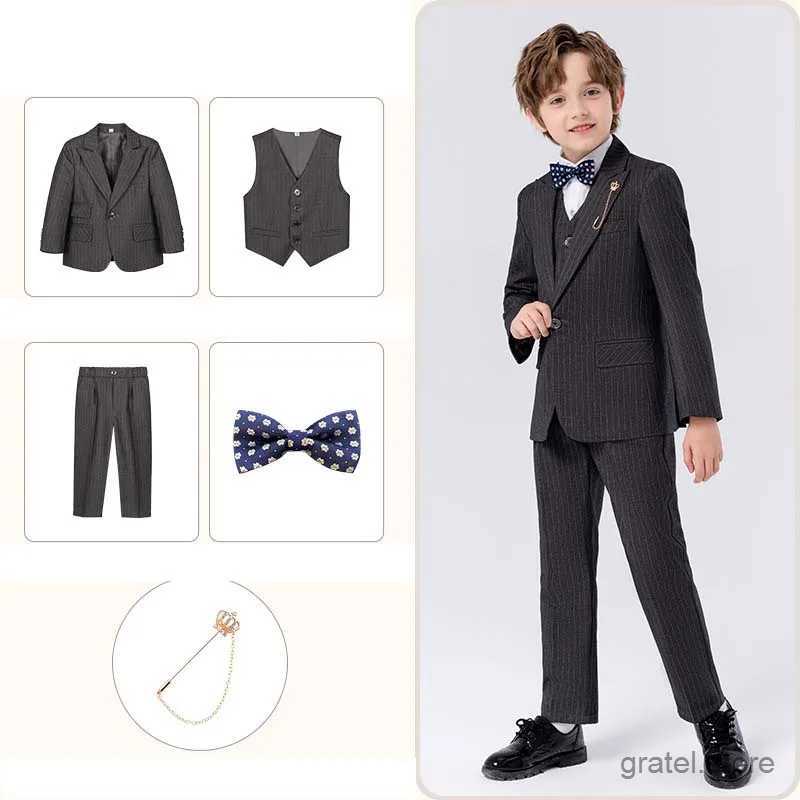 Suits Flower Boy Host Performance Dance Show Costume Children Formal Piano Party Dress School Kids Graduation Ceremony Photograph Suit