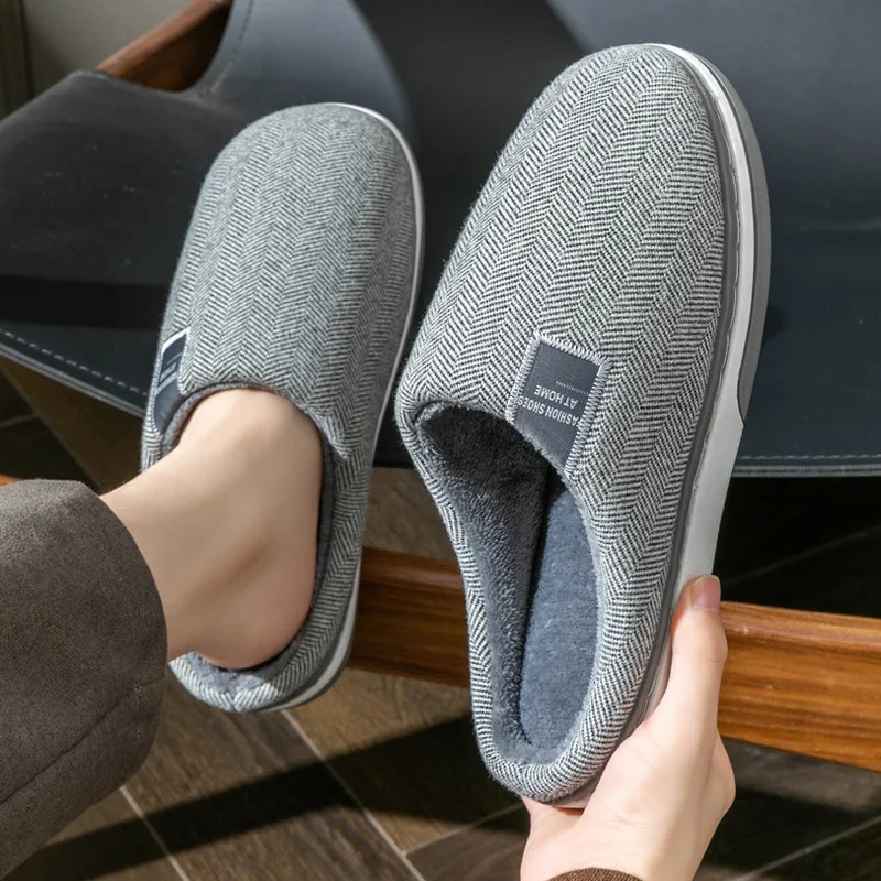 Winter Warm Men Fur Slippers House Non Slip Soft Shoes Comfort Flat Heel Home Indoor Bedroom Plush Slippers for Couples 241115