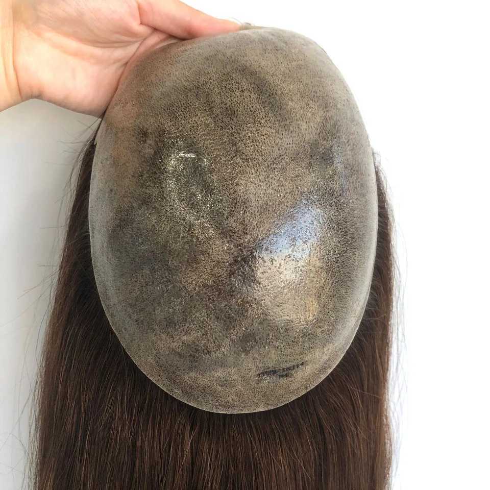 Long Hair Men Wig 14-16inch 0.1mm Skin Men Toupee Natural Hairline Mens Wigs Full Skin Male Hair Capillary ProsthesisXJ241116