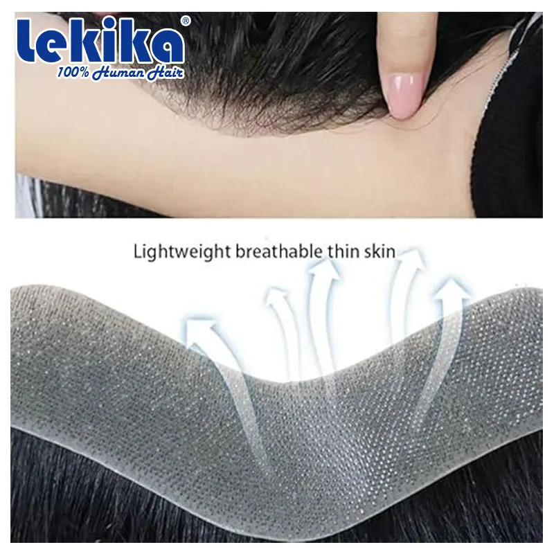 Men Forehead Hairline V Shape Toupee 100% Human Hair Skin PU Man Hairpieces Frontal Hair Topper for Receding Natural Hairline 241115