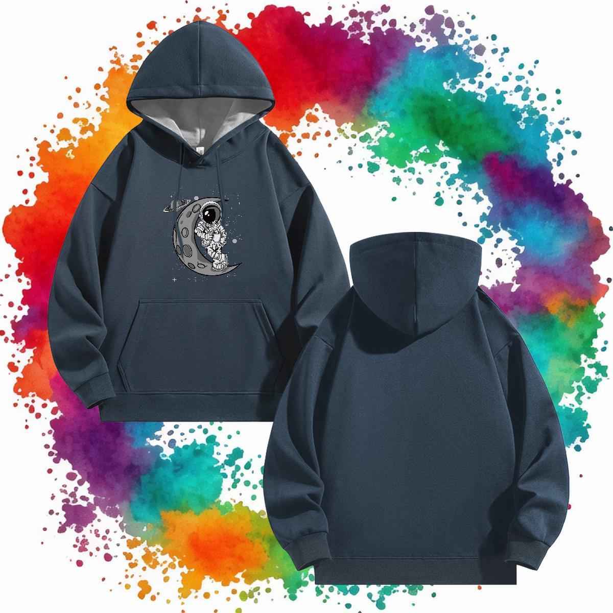 Fashion Design Hooded Sweatshirt Breathable Drawstring Hoodie Cool Men's Hooded Sweatshirt Black Oversized Tops Daily Outfit Thick Fleece