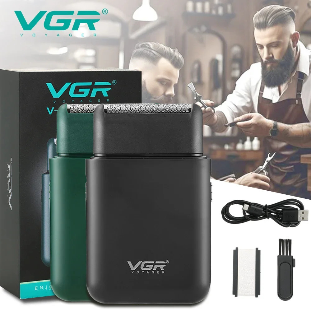VGR 390 mini single blade cordless beard trimmer razor rechargeable foil electric face body shaver for men 241115