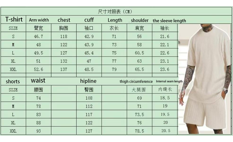 Designer men's sports suit solid color round neck pullover vertical T-shirt shorts two-piece casual suit