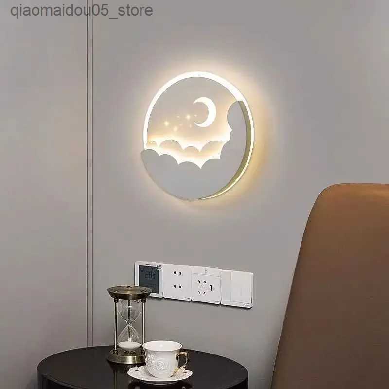 Lamps Shades LED Cloud Star Moon Wall Lamp Bedroom Childrens Room Creative TV Background Stairway and Corridor Pendant Light Q240416