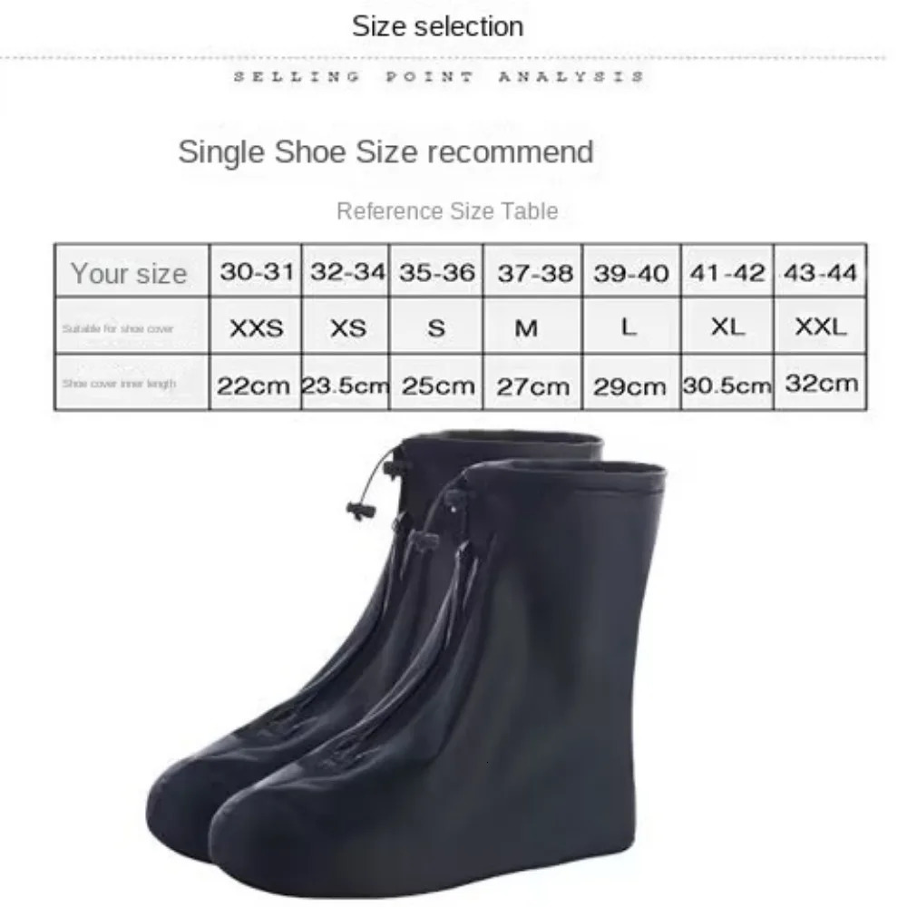 Adult Waterproof Shoe Covers Outdoor Travel Rainproof Shoe Covers Bandage Style Thickened Nonslip Rain Boots Covers 241115