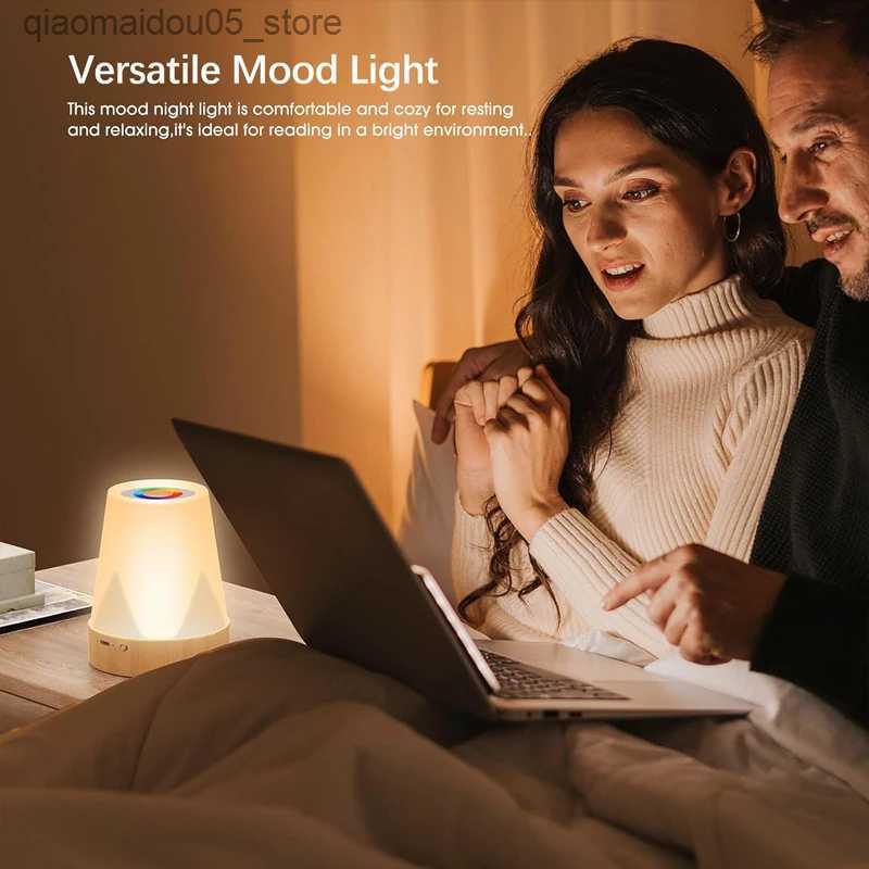 Lamps Shades LED bedside light touch dimmable 1500mAh battery 13 color desk light wireless night light room decoration items children Q240416