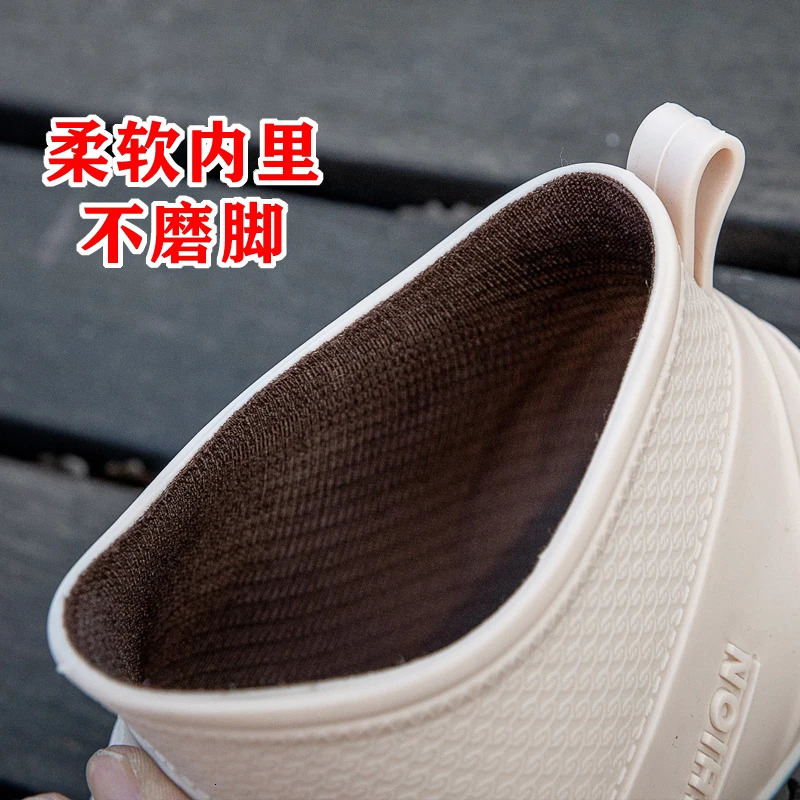 Rain boots womens fashion outdoor rain boots adult wearresistant rubber shoes summer nonslip waterproof short tube rain boots 241115