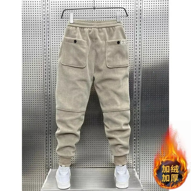 Fashion Wool Sports Pants Loose Harem Mens Elastic Waist AutumnWinter Casual Jogger Corduroy 241115