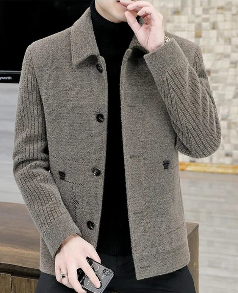 2024 Autumn Winter Mens Wool Blends Thickened Jacket Coat Korean Version Slim Fit Casual Business Short 241115