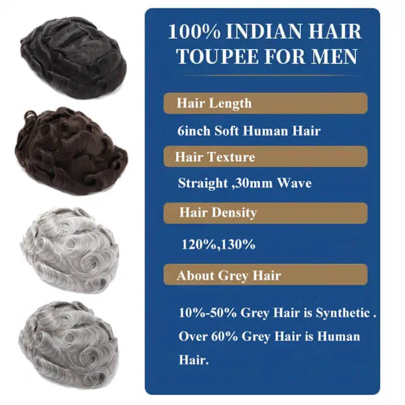 Sale--Male Hair Prosthesis 0.12-0.14mm Injection Skin Toupee Men Wig 6 Mens capillary prothesis Wigs For Man 100% Human Hair 241115