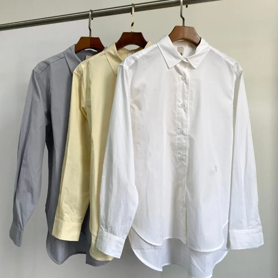 Womens vertical stripe shirt short front and back short sleeved vertical stripe shirt loose long sleeved commuting style TT 241115