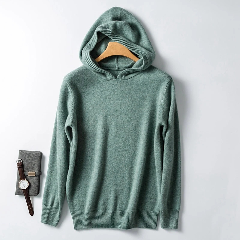 Mens long sleeved cashmere knitted zipper with hat thick warm sweater mens skydiving top of the line winter 241115