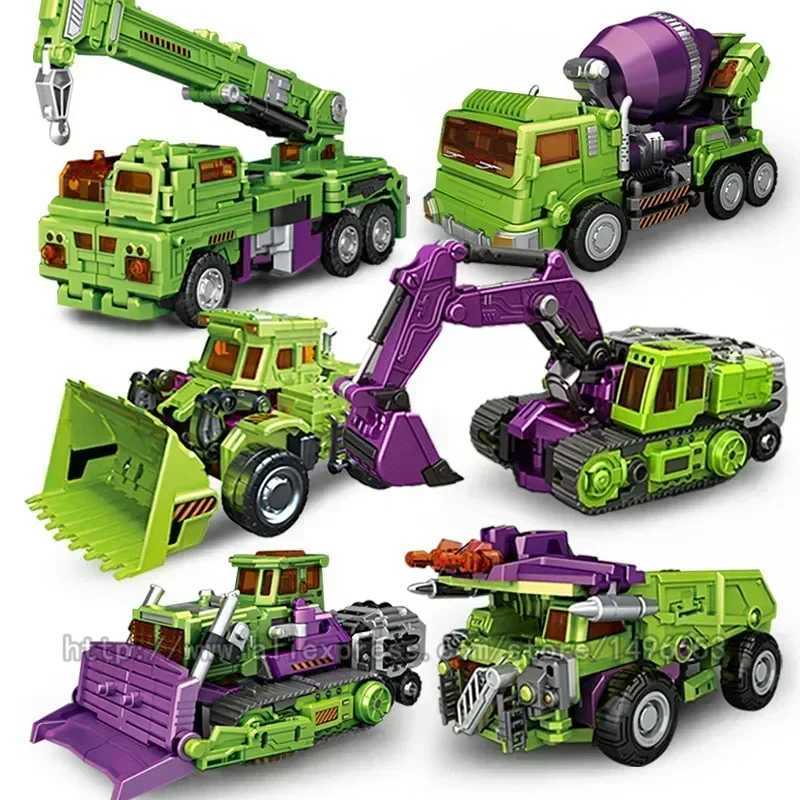 6-in-1 NBK 42CM Destructive Toy Conversion KO Robot Car Combination Action Diagram Excavator Blender Model Childrens Box free X241115