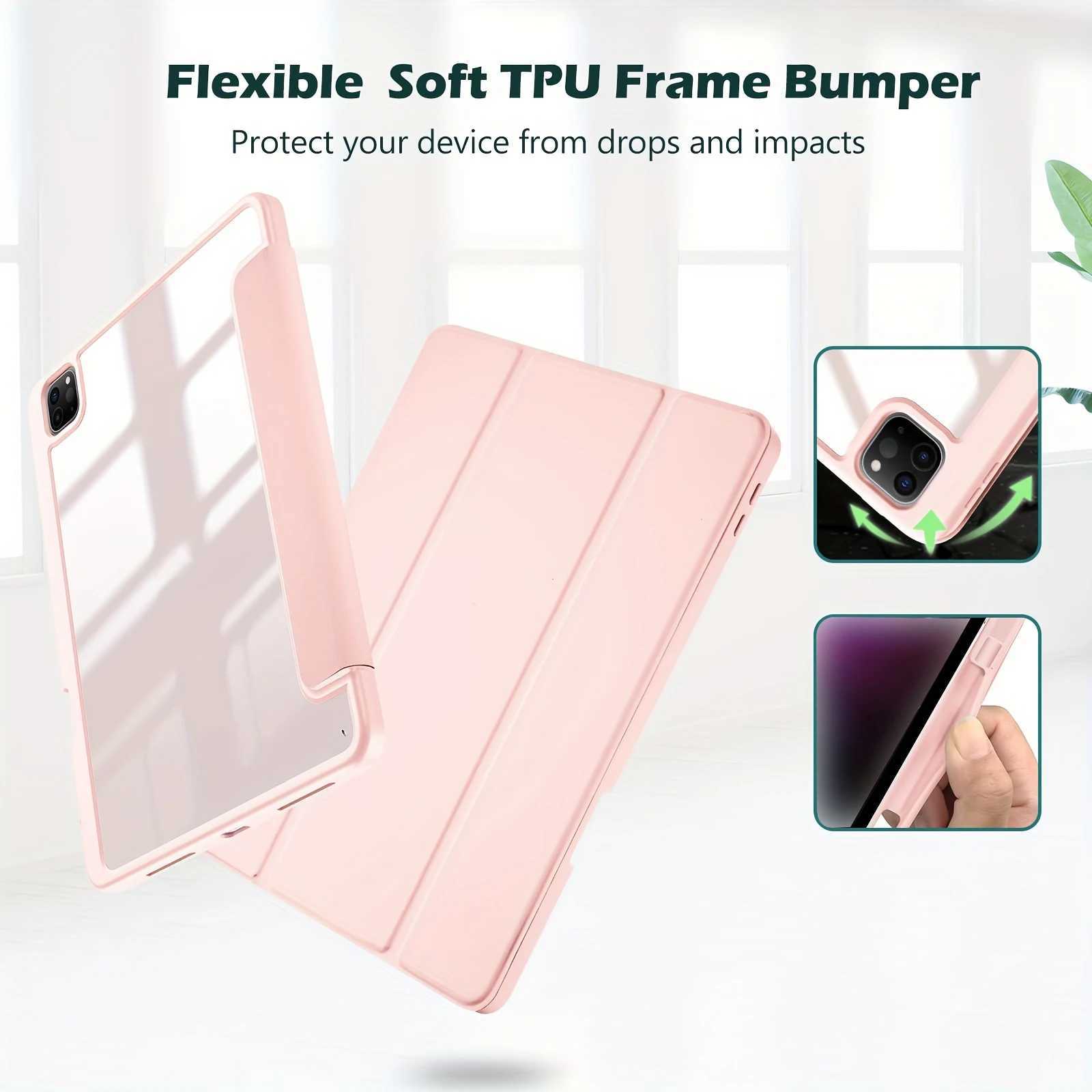 Hot Sale Suitable for iPad Pro 12.9 11 13 M4 7/8/9th Gen 10.2 5/6th 9.7 10/10.9 Air 11 13 M2 Air 10.9 5/6th Clear PC Back tablet cover T241115