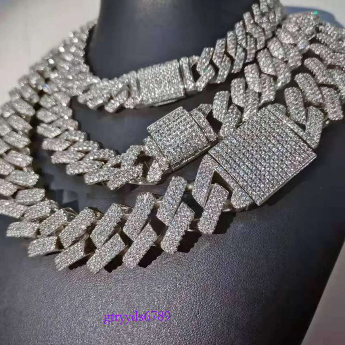 necklace moissanite chain 14k Gold Plated Cz Iced Out Dia Hip Hop Jewelry Necklace Cadena Cubana Men Cuban k Chain