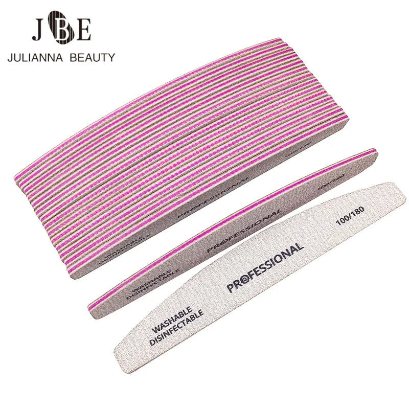 25/50PCS Nail File 100/180 UV Gel Polish Curved Grey Nail Art File Sanding Para Manicura Lime A Ongle Pedicure Nail Tool 241115