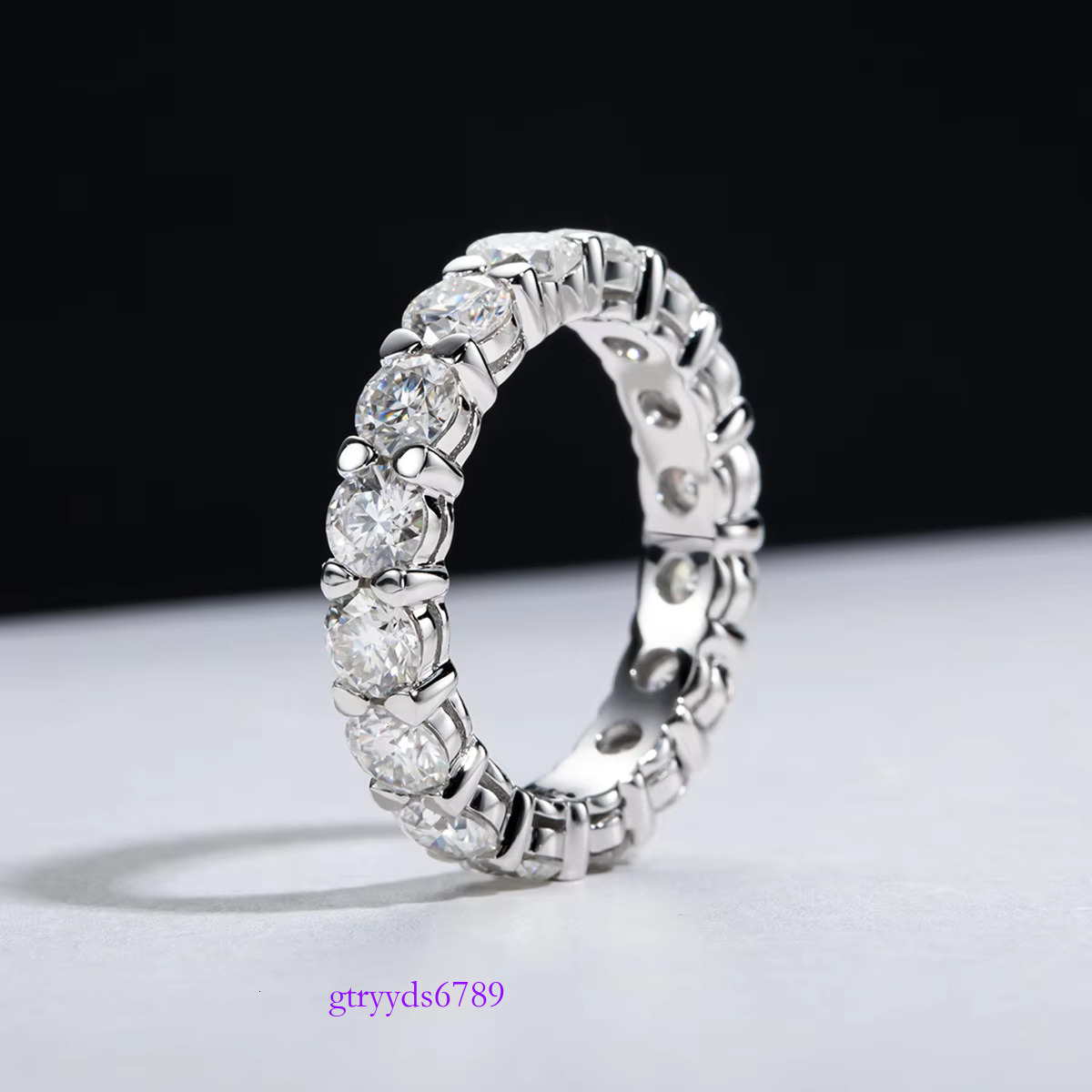 Iced Out 3mm D Color VVS Moissanite Dia Sterg Sier Wedding Engagement Fine Jewelry Ring for Women