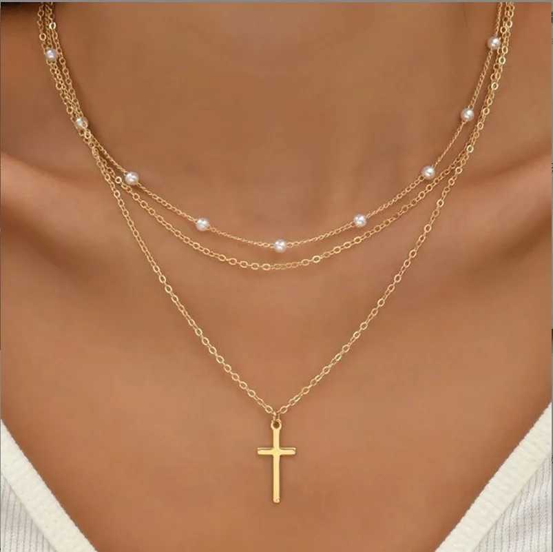 FTCY 3-Piece Womens Pearl Necklace Set 14K Gold Fashion Love Heart Pendant Waterproof Low Allergy Collar Bone Necklace Jewelry W250318