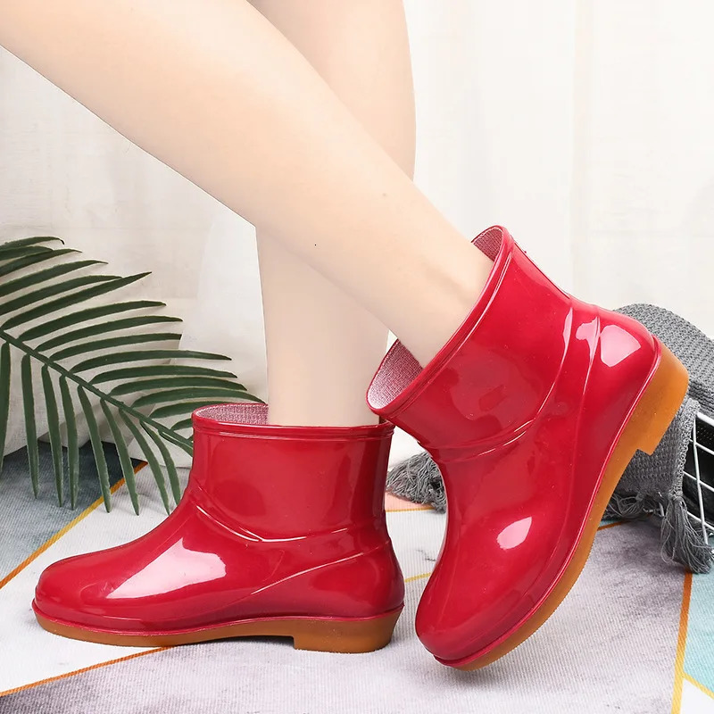 Rain Boots Women Low Antislip Fashion Kitchen Ladies Rain Shoes Short Fashion Water Shoes Oxfords Wearable Adult Water Shoes 241115