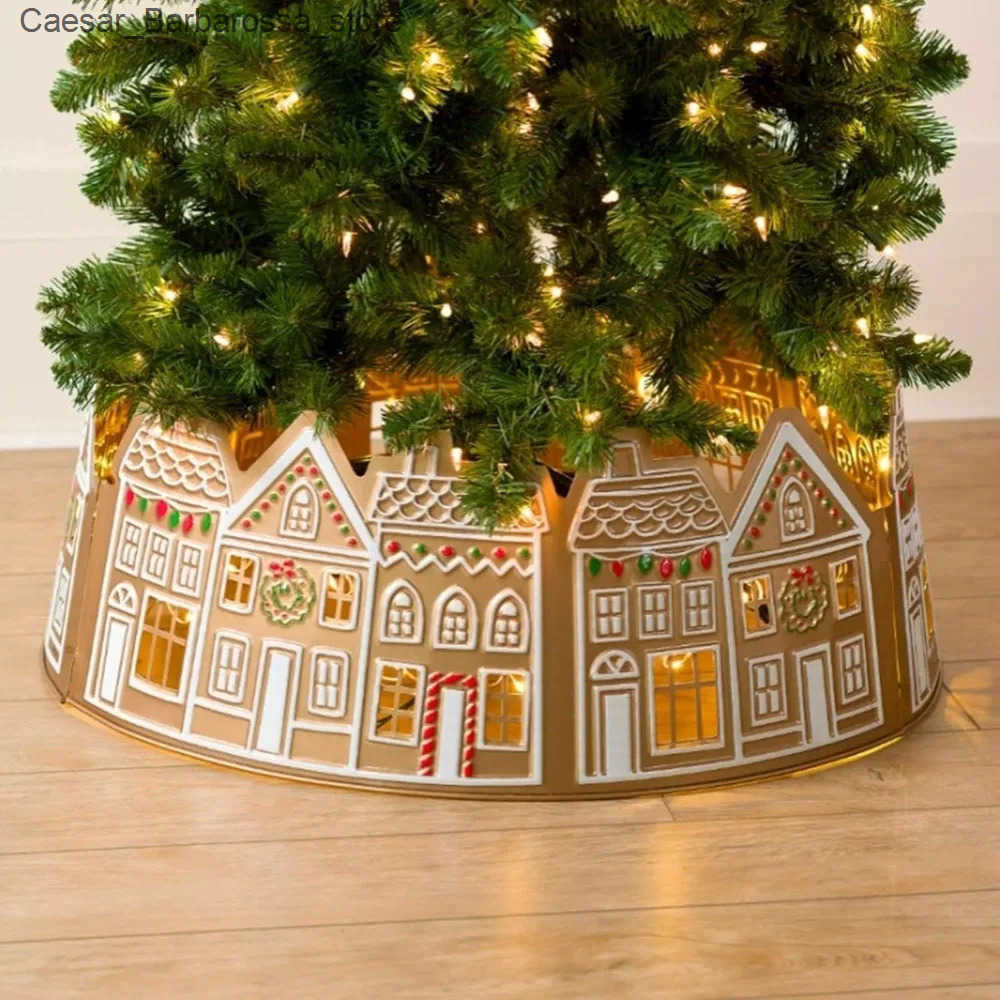 Christmas Decorations Christmas tree collar basket non-woven fabric house design decorated with light tree rings powered by 26/28 inch batteries J2411