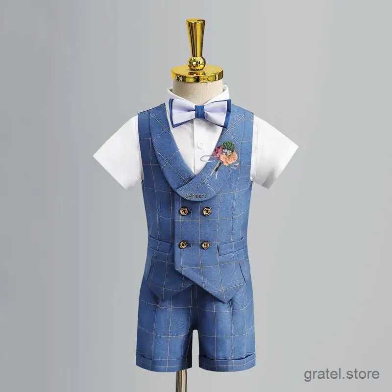 Suits Baby Boys Summer Wedding Dress Children Birhtday Photograph Suit Kids Fromal Blazer Set School Child Performance Party Costume