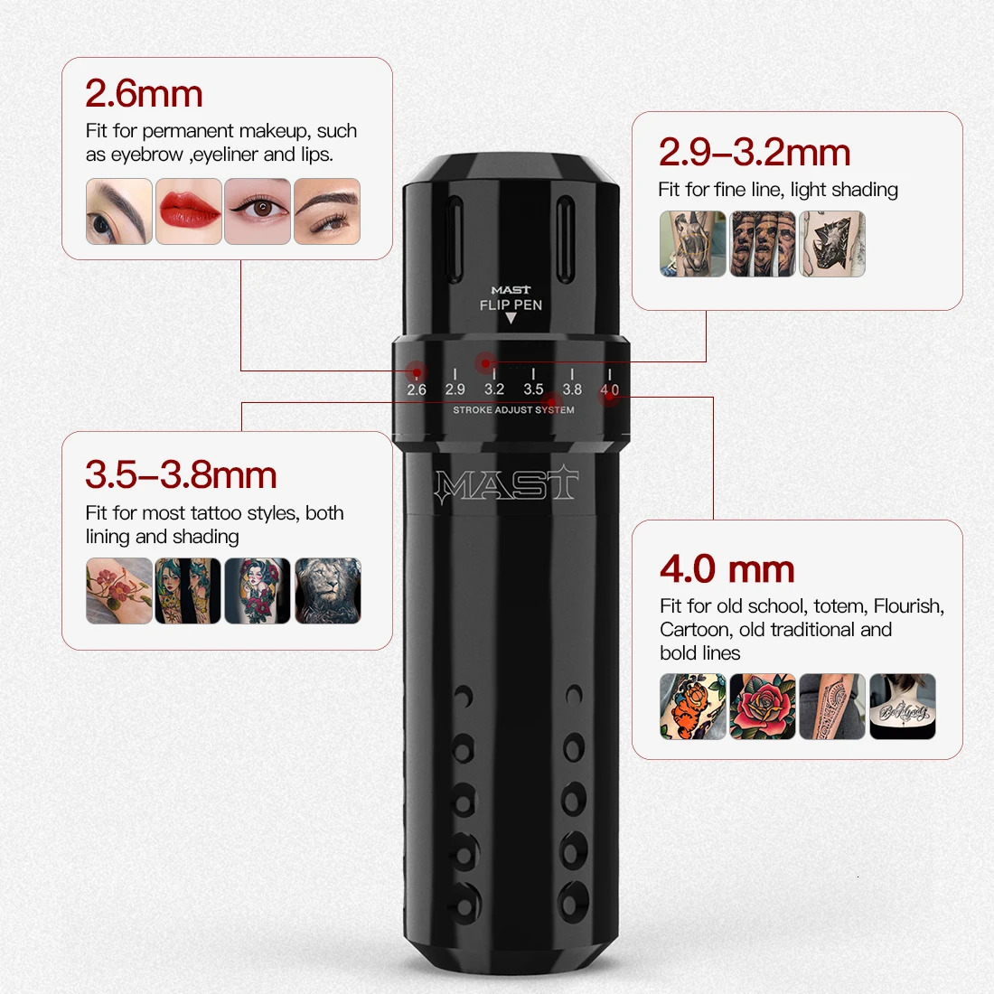 Mast Flip Adjustable Travel Tattoo Rotating Gun RCA Interface Tattoo Machine Pen Permanent Makeup Tattoo Supplies 241115