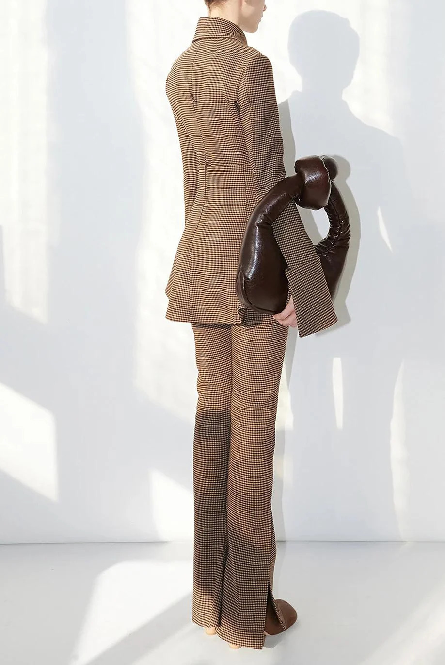 DEAT Autumn Womens Fashion Collar Slimming Long Sleeve Coat and High Straight Plain Pants 17A701 241115