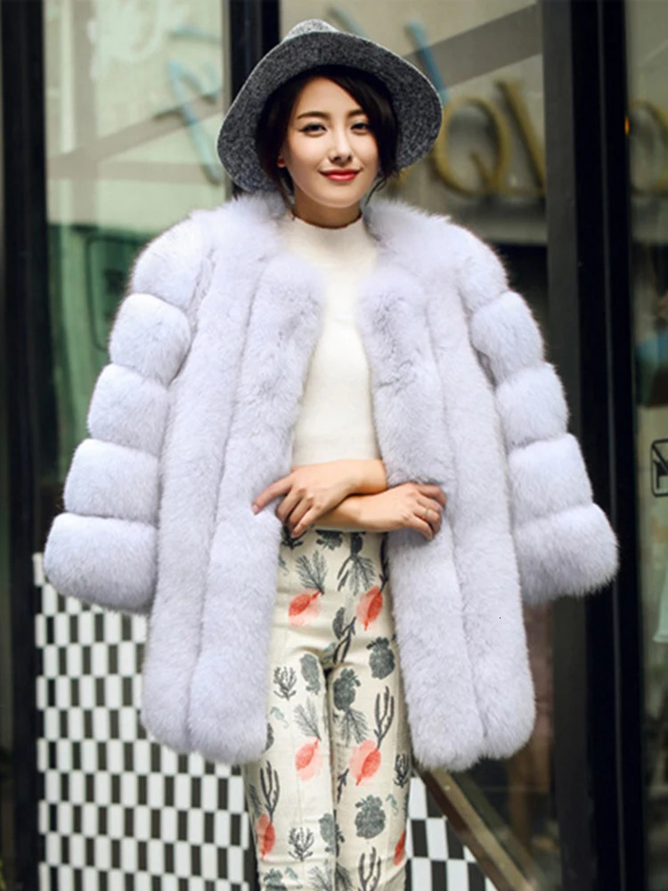 ZADORIN S4XL Winter Faux Fur Coat Slim Long Pink Red Blue Jacket Women Coats Manteau Fourrure 241108