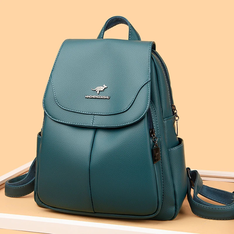 Women Large Capacity Backpack High Quality Leather Female Vintage Bag School Bags Travel Bagpack Ladies Bookbag Rucksack Purses 241115