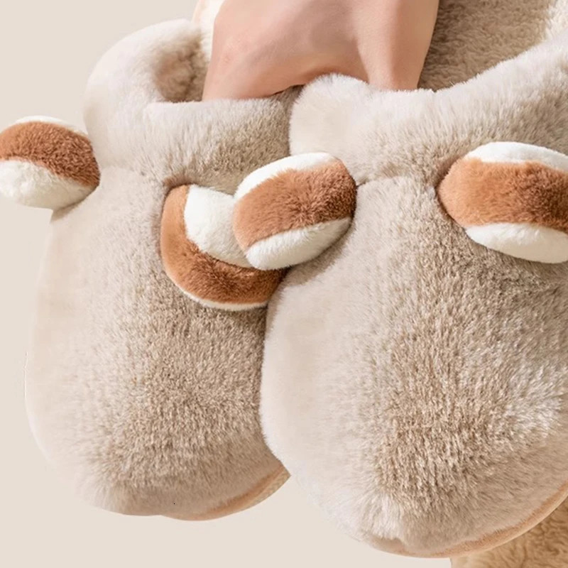 2024 Cotton Slippers for Womens Autumn and Winter Home Furnishings Thick Bottom Warm Plush Mens Shoes for Home Use 241115