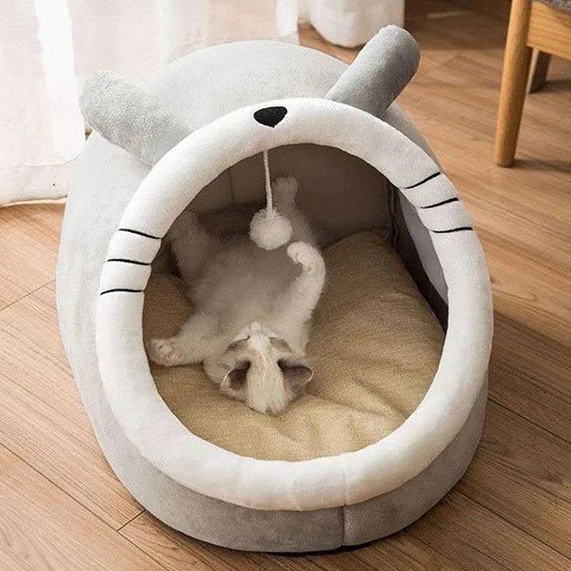 Pet Tent Cave Bed for Cats Small Dogs Self-Warming Cat Tent Bed Cat Hut Comfortable Pet Sleeping Bed Fold-able Removable Washable Animal Rescue Donation