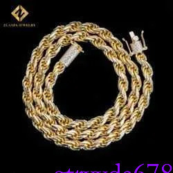 Ready to Ship 6mm Hip Hop Man Necklace Sterg Sier Iced Out Vvs1 Moissanite Dia Lock Gold Rope Chain