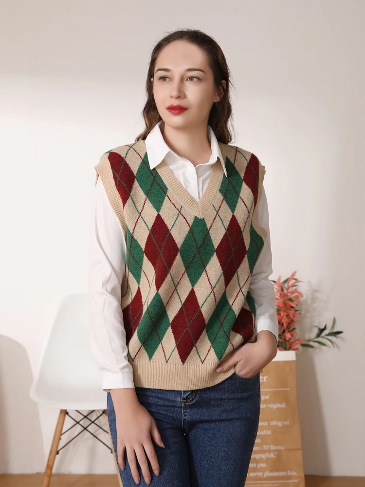 Womens vest preparatory style zipper style womens clothing sweater aesthetic sweater top womens warm Korean apron knitted womens clothing 241111