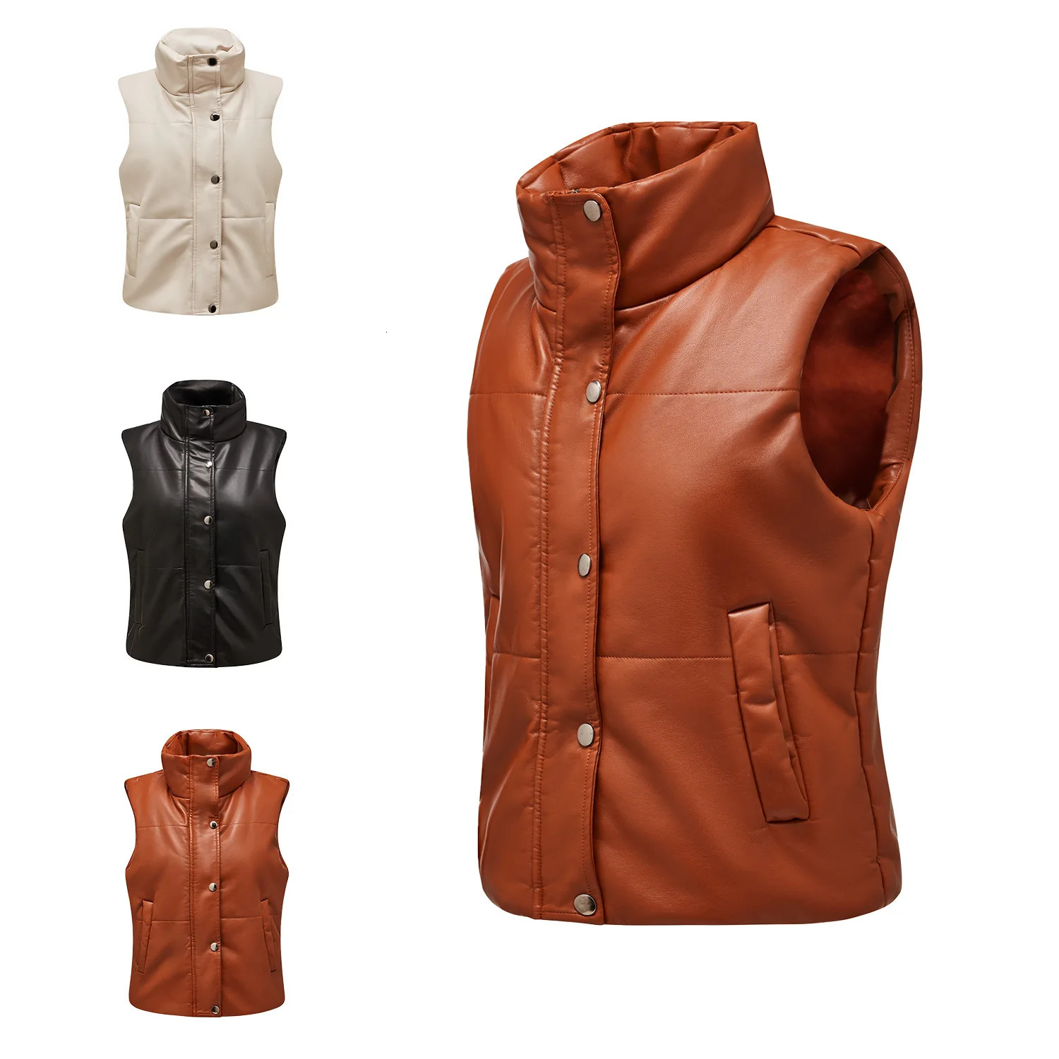 YJKDYK autumn and winter womens cotton vest sleeveless thick warm zipper cotton jacket womens solid color retro vest 241111
