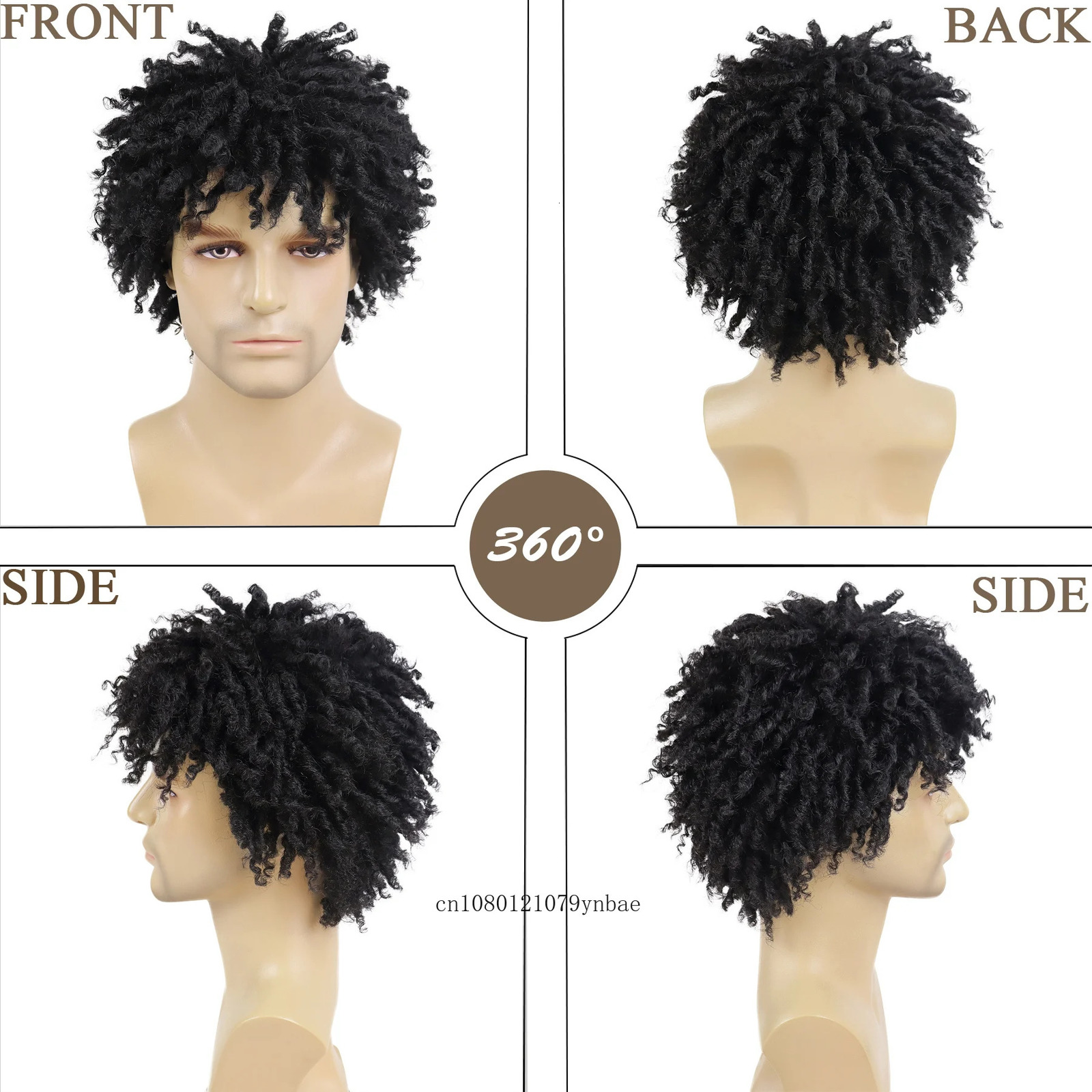 Synthetic Dreadlock Wig for Men Male Braided Black Wigs Locs Crochet Twist Hair Afro Curly Wig Hip Hop Rock Daily Costume Party 241115