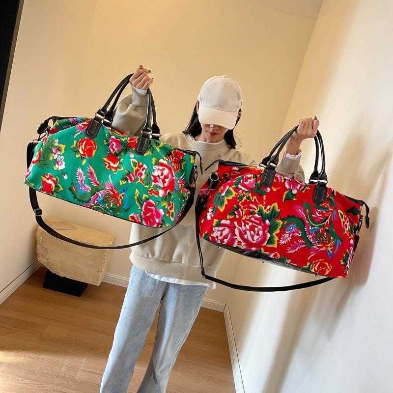 Chinese Fashion Short Distance Travel Bag Womens Large Capacity Sports and Fitness Bag Northeast Dahua Canvas Travel Luggage Bag