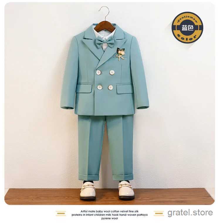 Suits Children Champagne Slim Photograph Dress Gentleman Kids Birthday Suit Flower Boys Wedding Party Performance Dance Show Wear